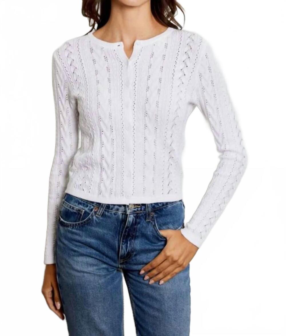 NEW DESIGN HISTORY lili button down cardigan sweater in white